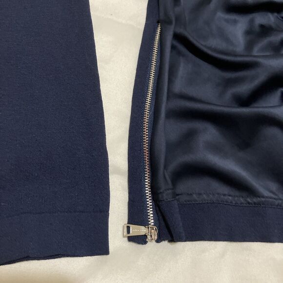 Adolfo Dominguez Shacket Jacket Full Zip Navy Blue Ruched Lightweight Women’s M - Picture 3 of 8